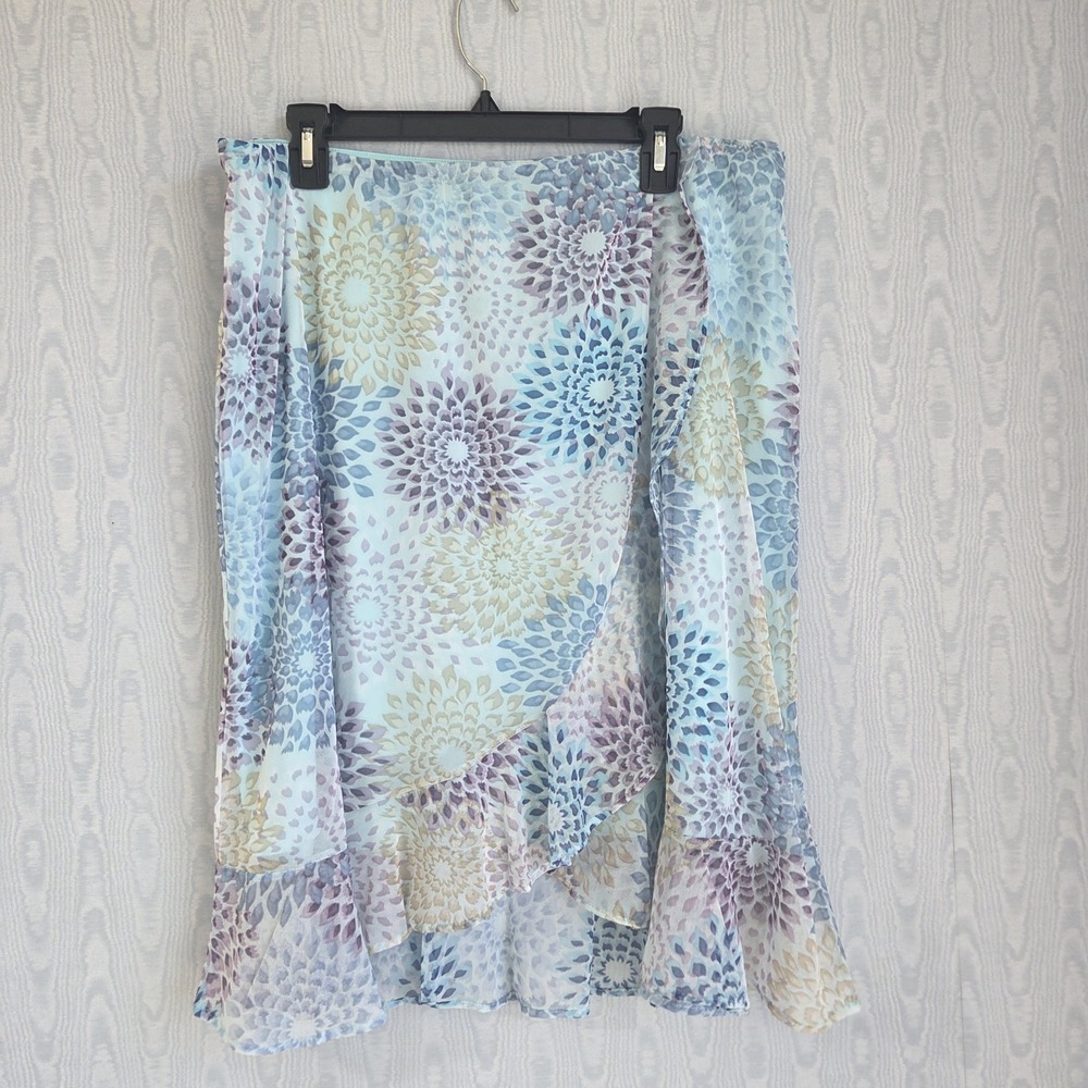 Cato Skirt XL Faux Wrap Midi Ruffle Stretch Pastel Y2K Art To Wear Delicate